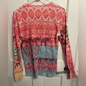 Multicolor Patterned Women's Top whimsy rose